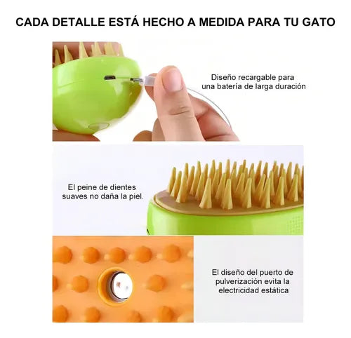 Cepillo De Vapor Para Gatos 3 En 1
